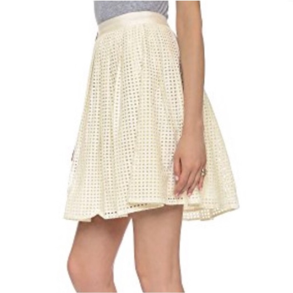 Joie cream skirt flare womens Lissome Pleated Eyelet A-Line Skirt - Picture 5 of 5